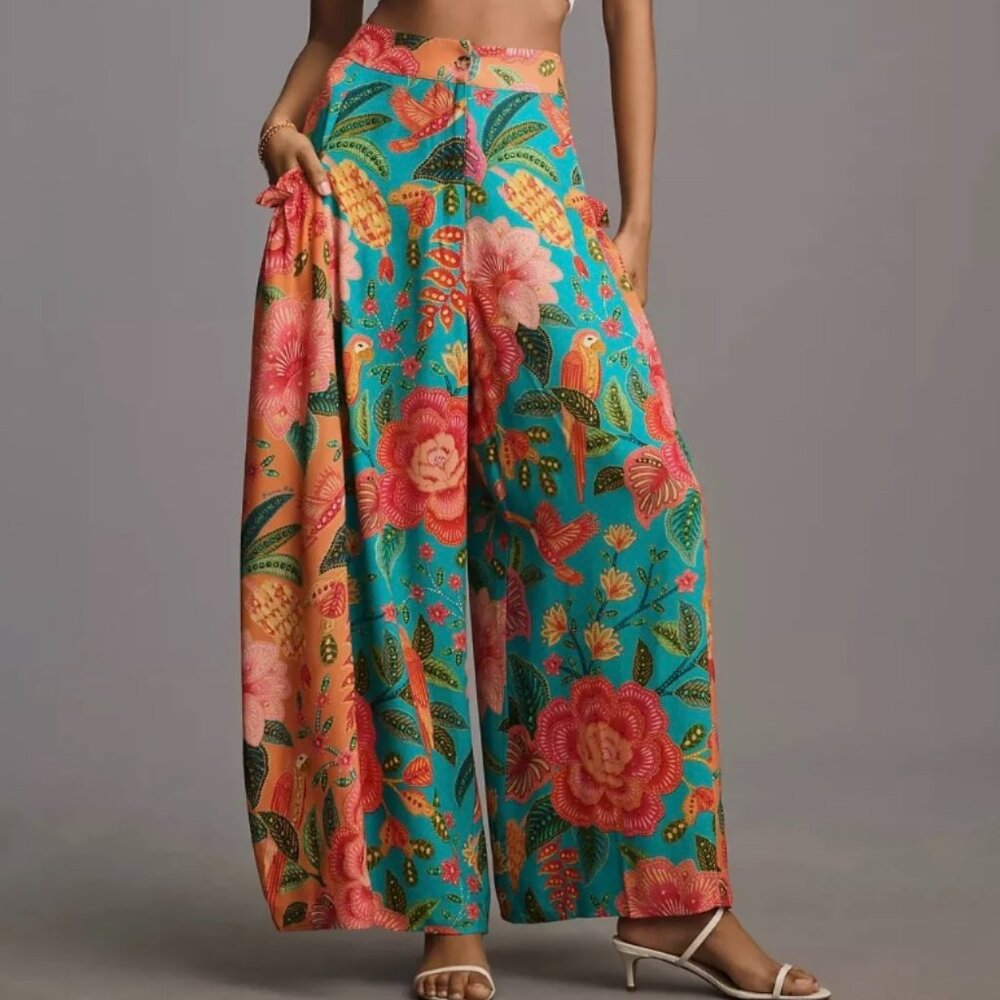 Farm Rio Anthropologie Floral Wide Leg Pants